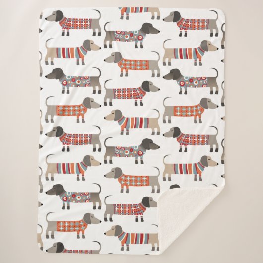 Dachshund Sause Dog Sherpa Deken (Voorkant)