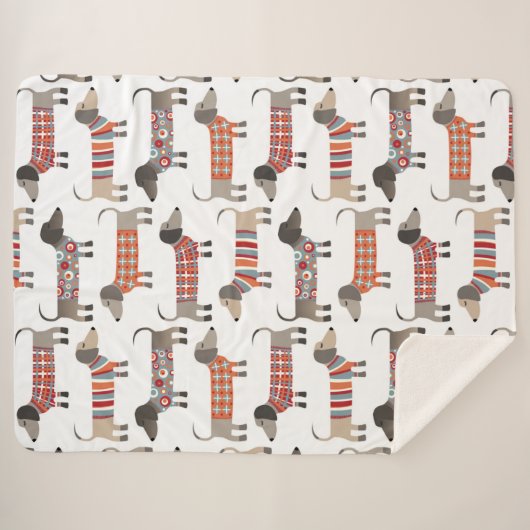 Dachshund Sause Dog Sherpa Deken (Voorkant (horizontaal))