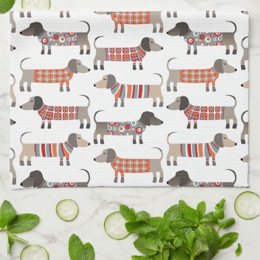 Dachshund Sause Dog Theedoek (Gevouwen)