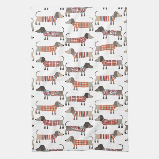 Dachshund Sause Dog Theedoek (Verticaal)