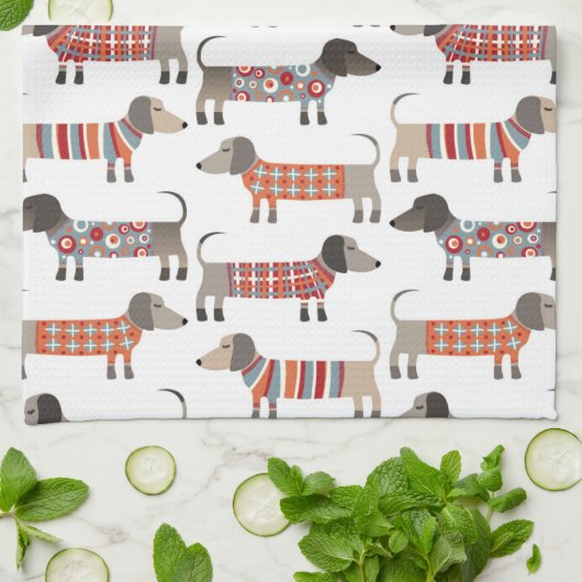 Dachshund Sause Dog Theedoek (Gevouwen)