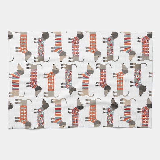 Dachshund Sause Dog Theedoek (Horizontaal)