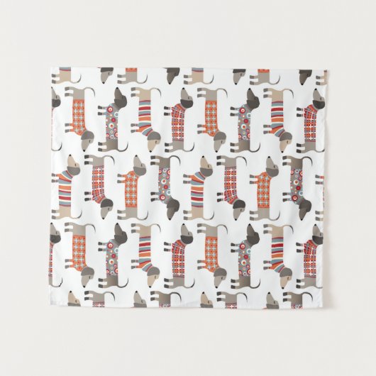 Dachshund Sause Dog Wandkleed (Voorkant (horizontaal))