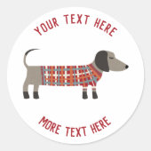 Dachshund Sause Wiener Dog Aangepaste tekst Ronde Sticker (Voorkant)