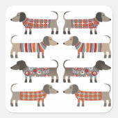 Dachshund Sause Wiener Dog Vierkante Sticker (Voorkant)