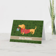 Dachshund schattig groen patroon, Vrolijk kerstfee