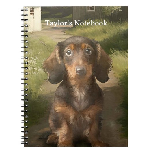 Dachshund School en Kantoor Briefpapier met naam Notitieboek (Voorkant)