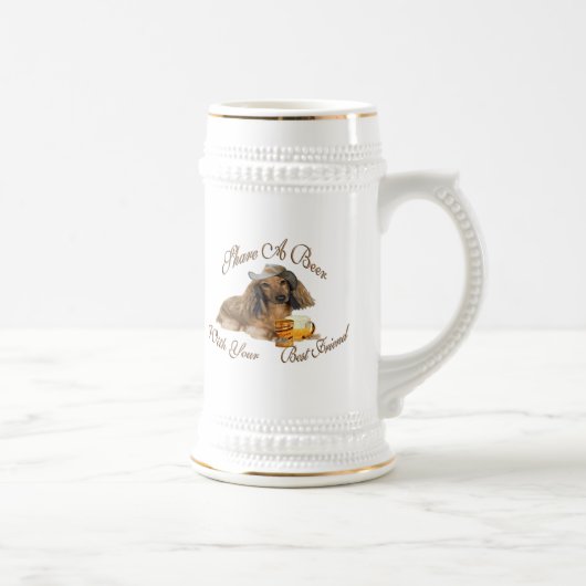 Dachshund Shares A Beer Stein Bierpul (Rechts)