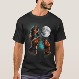Dachshund Shirt, Dachshund Howling at the Moon, Wi T-shirt