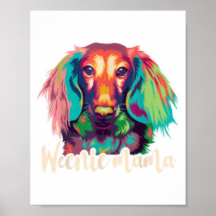 Dachshund-shirt Vrouwen Weenie Mama Weiner Hond Mo Poster