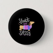 Dachshund Short en Sassy Ronde Button 5,7 Cm (Voorkant)