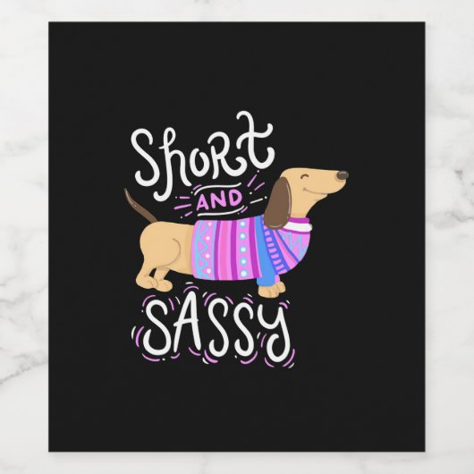 Dachshund Short en Sassy Wijn Etiket (Enkel label)
