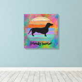 Dachshund Short Hair - Silhouette 1 Canvas Afdruk (Insitu (Houten vloer))