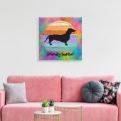 Dachshund Short Hair - Silhouette 1 Canvas Afdruk (Insitu (Woonkamer))