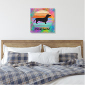 Dachshund Short Hair - Silhouette 1 Canvas Afdruk (Insitu (Slaapkamer))