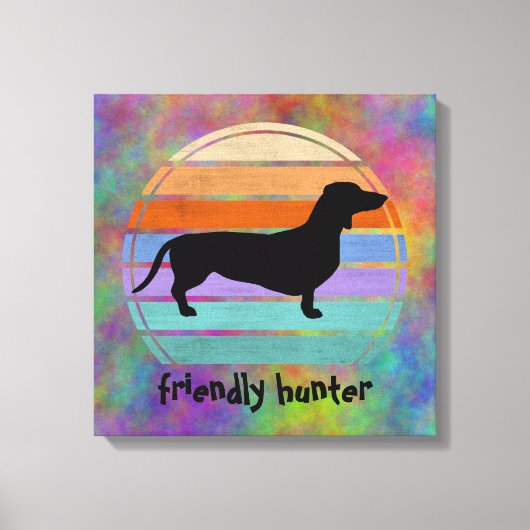 Dachshund Short Hair - Silhouette 1 Canvas Afdruk (Voorkant)