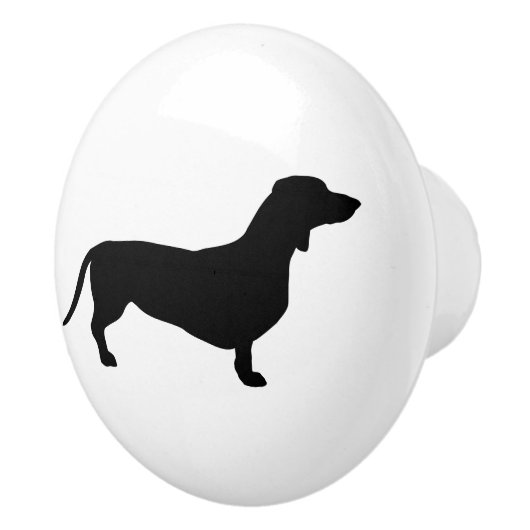 Dachshund Short Hair - Silhouette 1 Keramische Knop (Rechts)