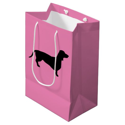 Dachshund Short Hair - Silhouette 1 Medium Cadeauzakje (Voorkant Gekanteld)