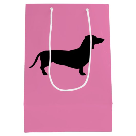 Dachshund Short Hair - Silhouette 1 Medium Cadeauzakje (Achterkant)