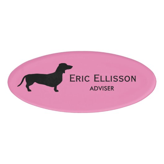Dachshund Short Hair - Silhouette 1 Naambadge (Voorkant)