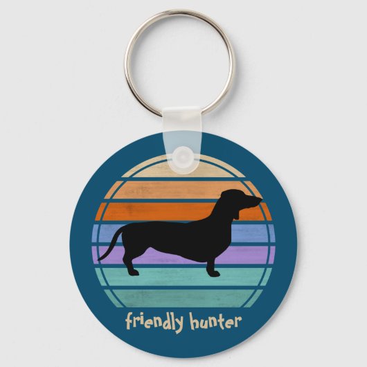 Dachshund Short Hair - Silhouette 1 Sleutelhanger (Voorkant)