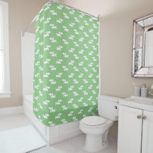 Dachshund Shower Curtain Green Doxie Bathroom
