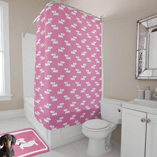 Dachshund Shower Curtain Pink Doxie Bathroom Douchegordijn