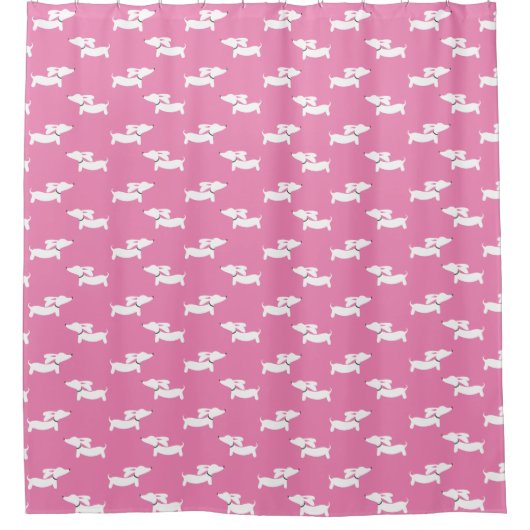 Dachshund Shower Curtain Pink Doxie Bathroom Douchegordijn (Voorkant)