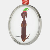 Dachshund Sidney kerstversiering Metalen Ornament (Links)