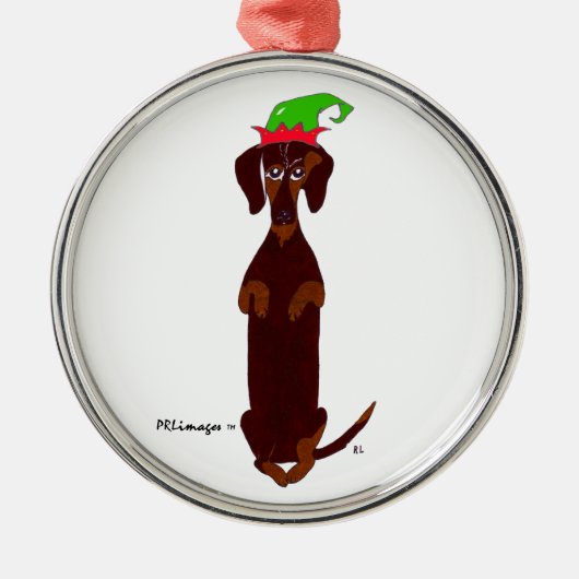 Dachshund Sidney kerstversiering Metalen Ornament (Voorkant)