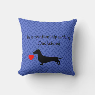 Dachshund Silhouet Blauwe Worp Kussen