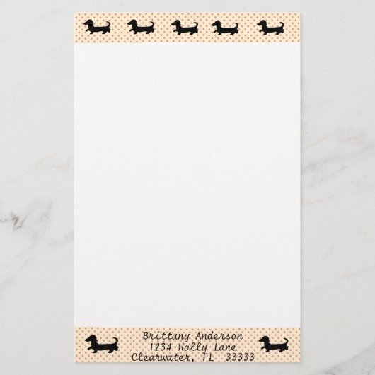 Dachshund Silhouet Briefpapier (Voorkant)