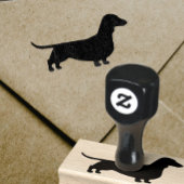 Dachshund Silhouet | Gladde gecoate Wiener Dog Rubberstempel