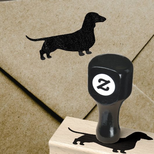 Dachshund Silhouet | Gladde gecoate Wiener Dog Rubberstempel