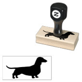 Dachshund Silhouet | Gladde gecoate Wiener Dog Rubberstempel (Gestempeld)