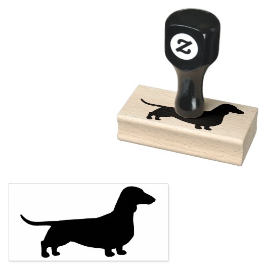 Dachshund Silhouet | Gladde gecoate Wiener Dog Rubberstempel (Gestempeld)
