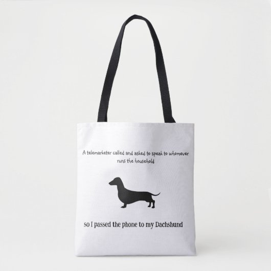 Dachshund Silhouet Grappig Tote Bag (Voorkant)