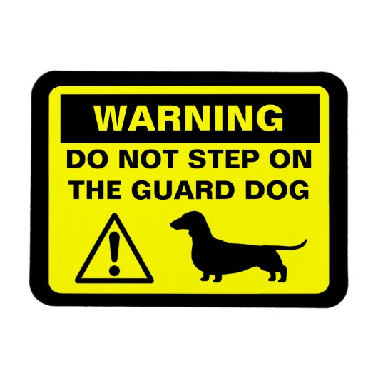 Dachshund Silhouet Grappige Guard Hond Waarschuwin Magneet (Horizontaal)