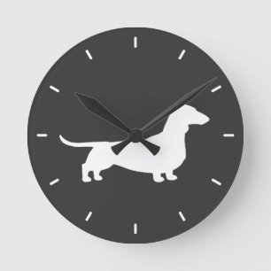 Dachshund Silhouet - Kortharige Wiener Dog Ronde Klok