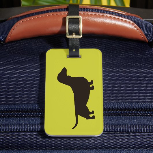 Dachshund Silhouet op Groen (Kleur Aanpasbaar) Bagagelabel (Voorkant Insitu 2)