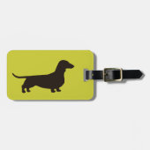 Dachshund Silhouet op Groen (Kleur Aanpasbaar) Bagagelabel (Voorkant horizontaal)