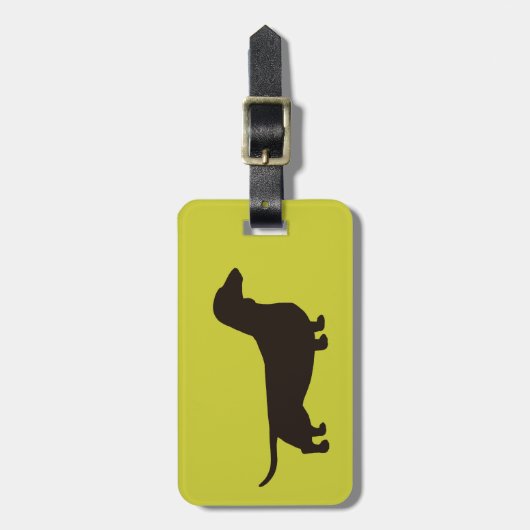 Dachshund Silhouet op Groen (Kleur ) Bagagelabel (Voorkant verticaal)