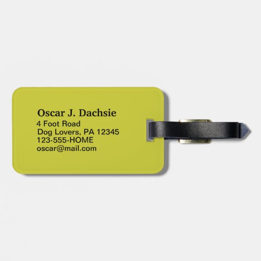 Dachshund Silhouet op Groen (Kleur ) Bagagelabel (Achterkant horizontaal)