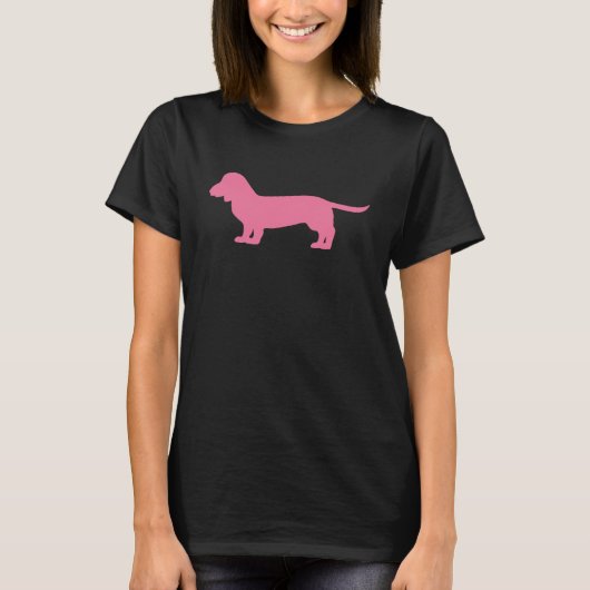 Dachshund silhouet roze t-shirt (Voorkant)