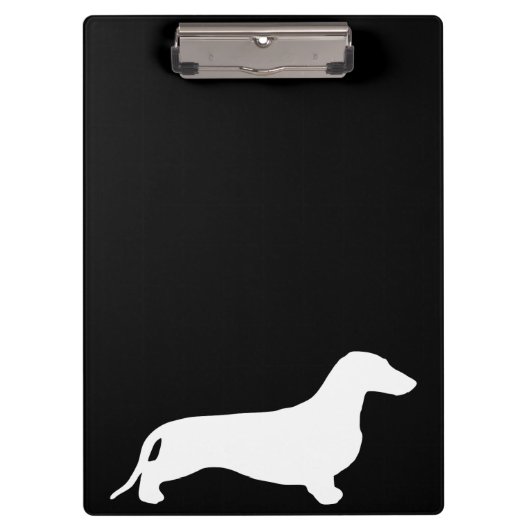 Dachshund silhouet wit + jouw ideeën klembord (Voorkant)