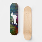 Dachshund silhouet wit + jouw ideeën skateboard (Voorkant)