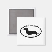 Dachshund Silhouet Zwarte Magneet (Voorkant / Achterkant)