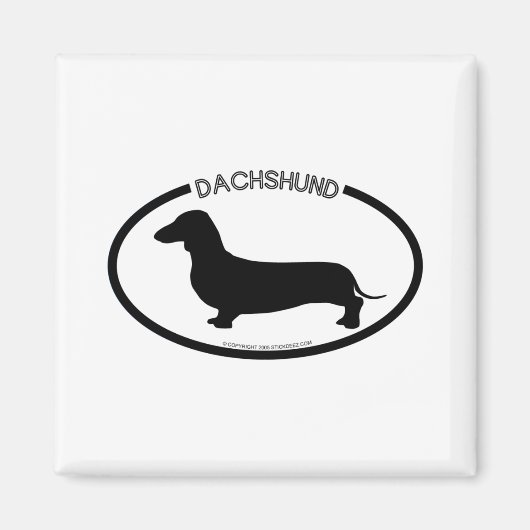 Dachshund Silhouet Zwarte Magneet (Voorkant)