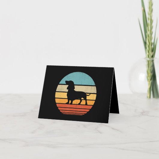 Dachshund Silhouette 60s 70s Gifts Hondenliefhebbe Bedankkaart (Voorkant)