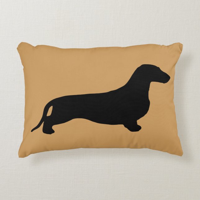 Dachshund silhouette black + jouw ideeën accent kussen (Voorkant)